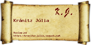Kránitz Júlia névjegykártya